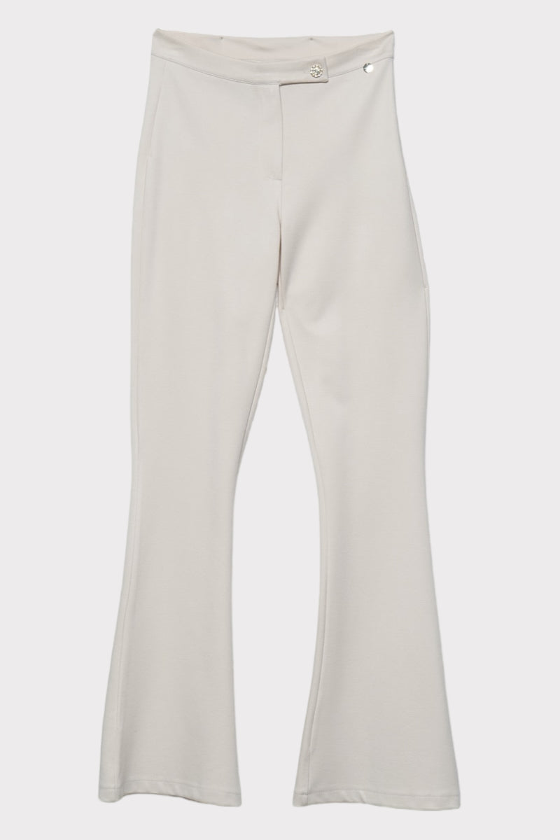 Pantalone zampa bottone gioiello