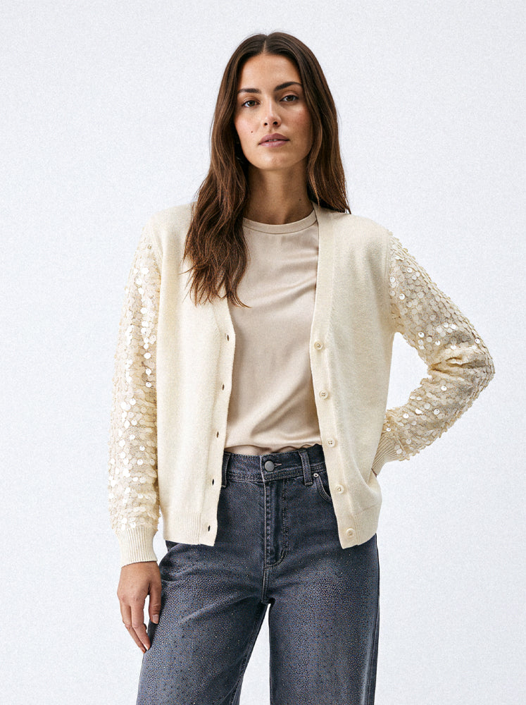 Cardigan maniche paillettes