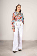 Jeans bianco con bottoni
