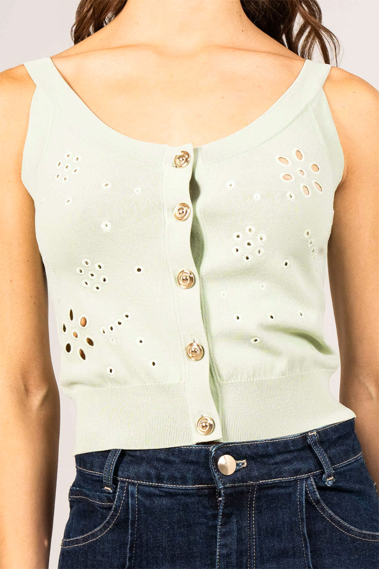 Top in maglia con ricami