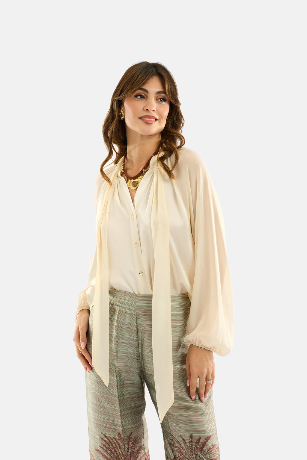 Blusa collo foulard