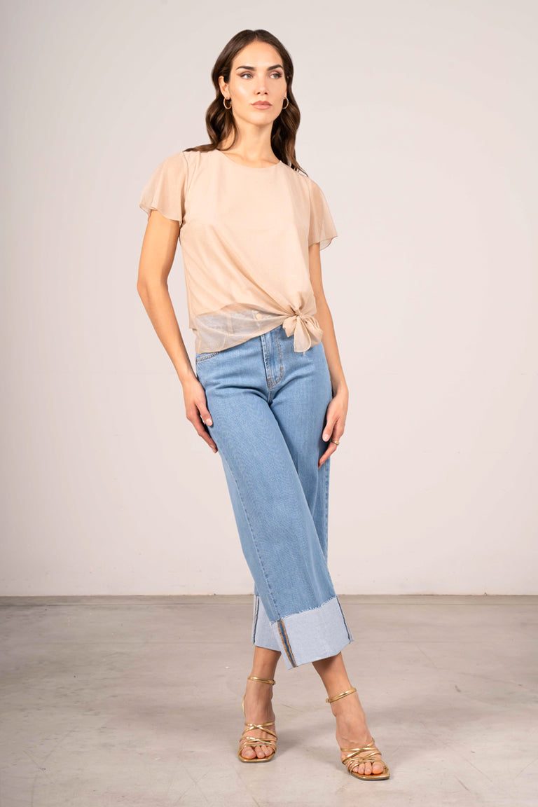 Jeans con piegone