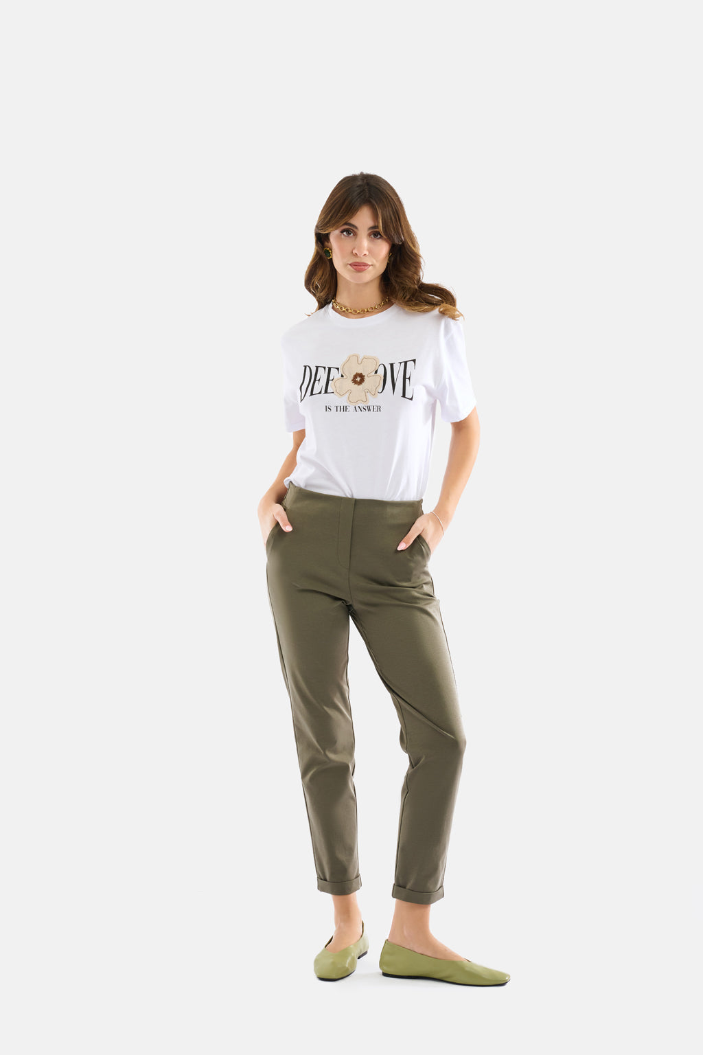 Pantalone basic con risvolto