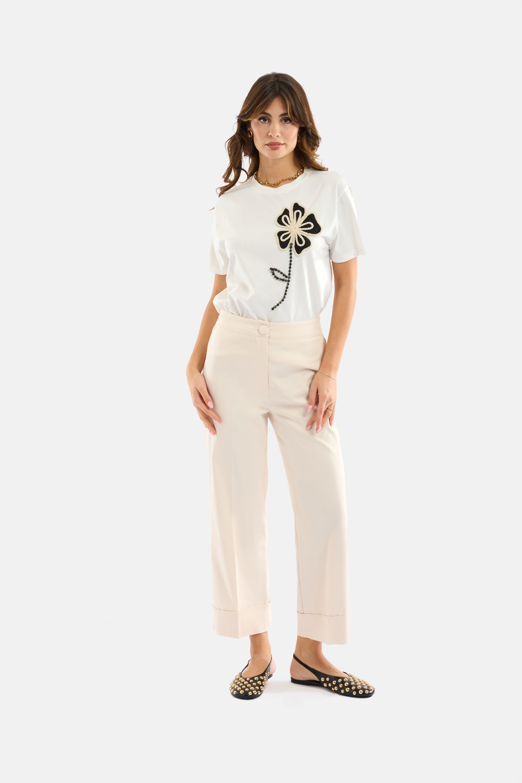 Pantalone culotte con piegone