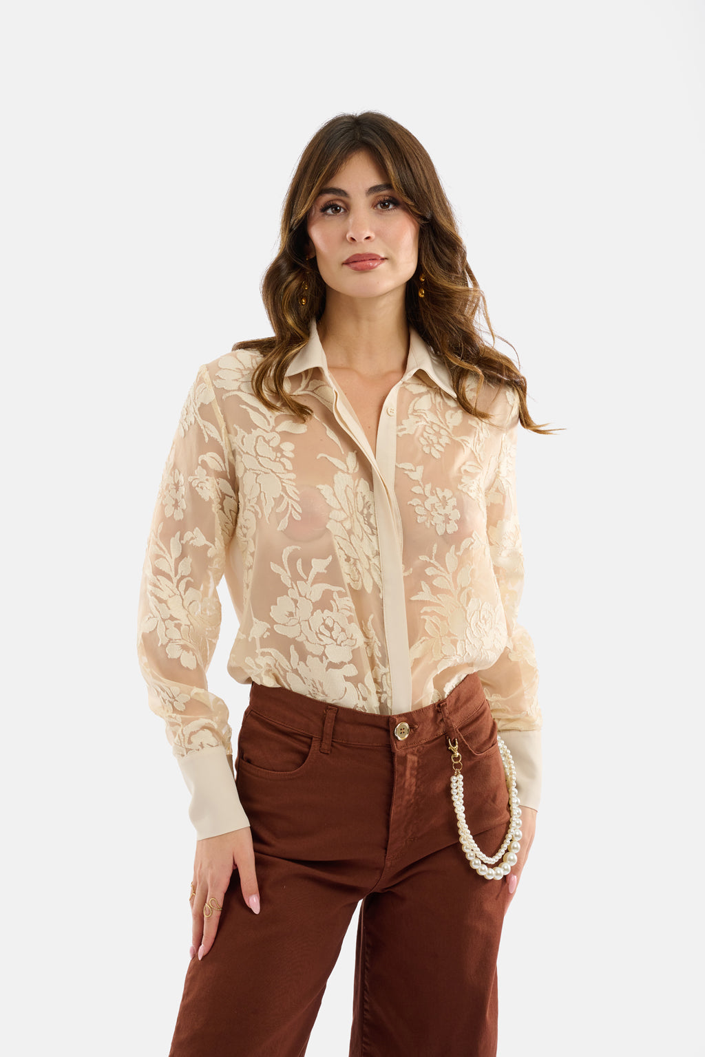 Pantalone palazzo con accessorio