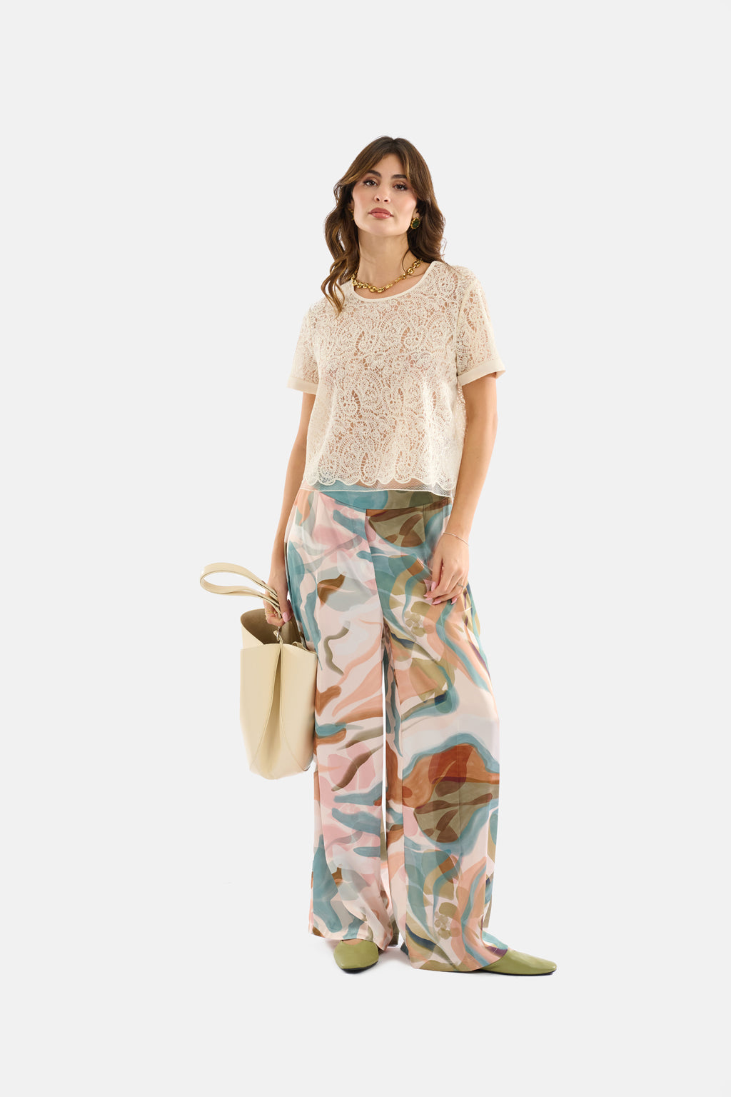 Pantalone palazzo stampa astratta