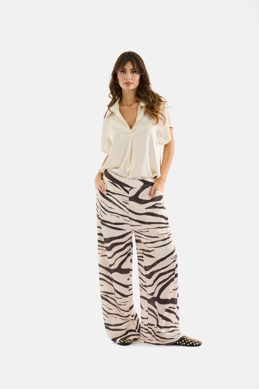 Pantalone palazzo stampa animalier