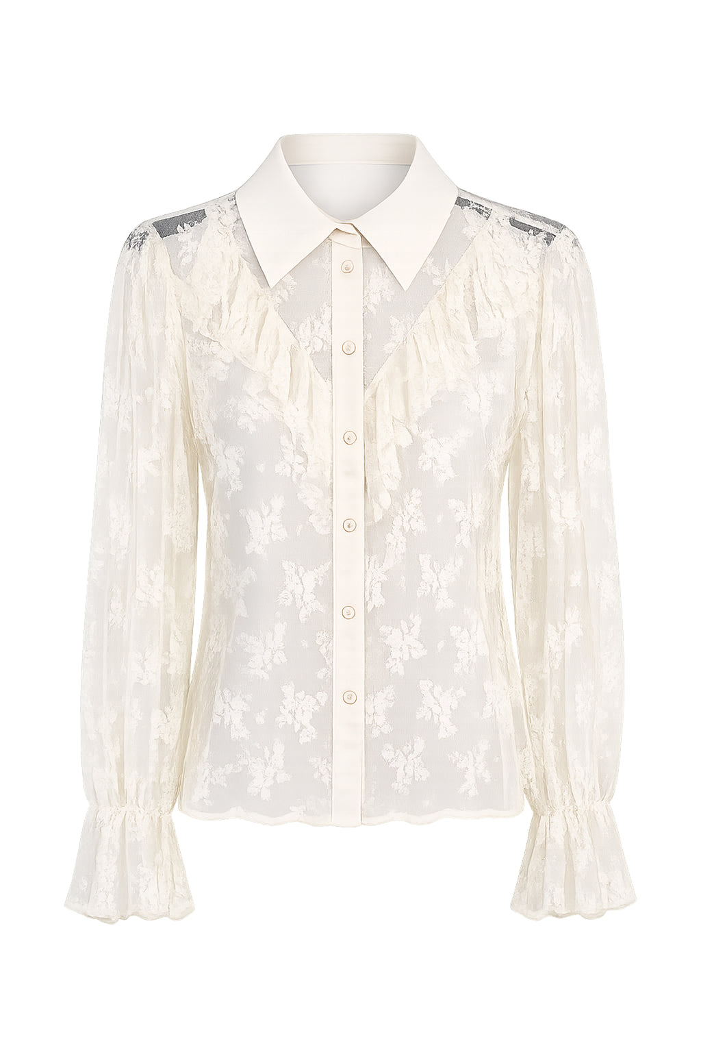 Camicia in pizzo con rouches