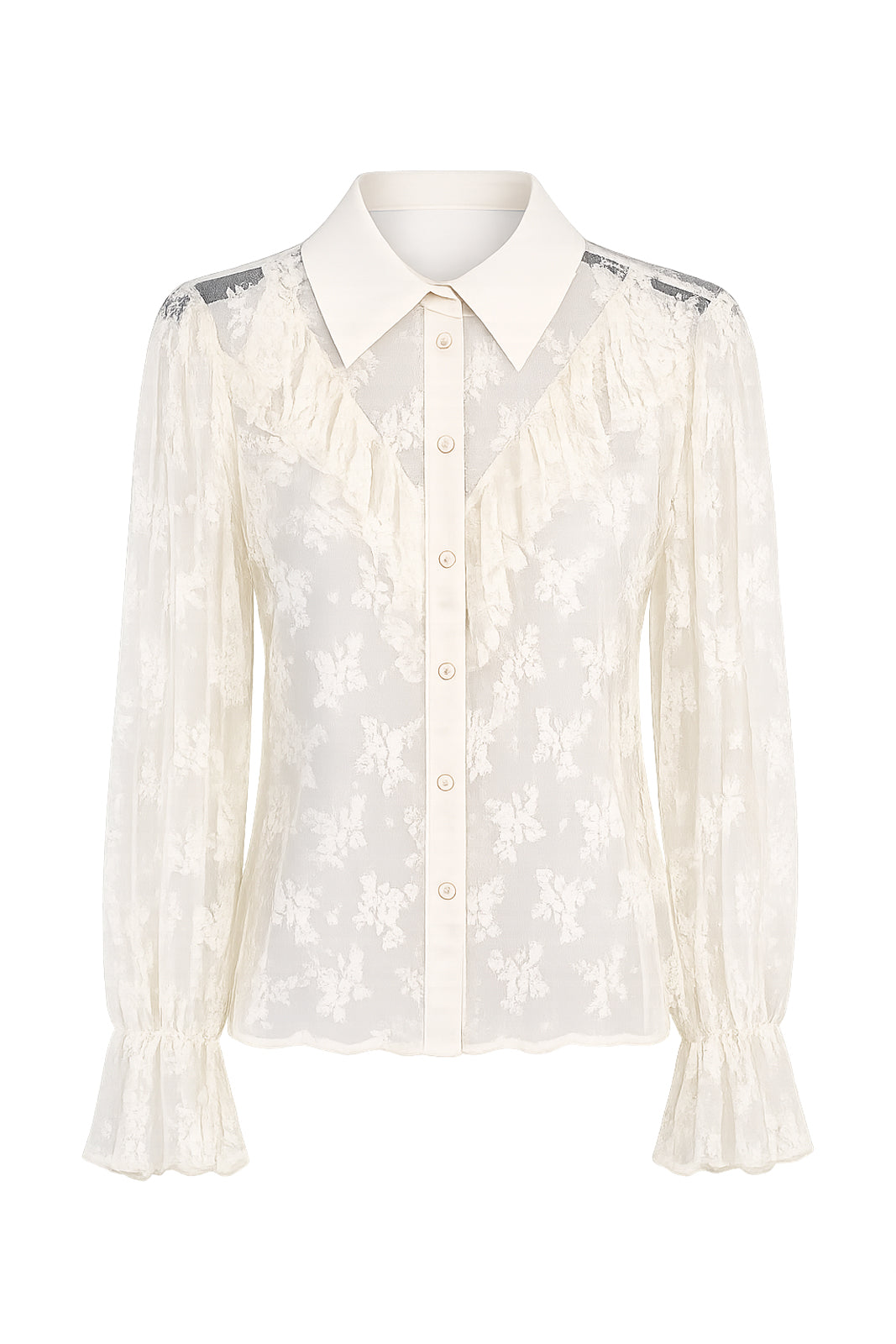 Camicia in pizzo con rouches