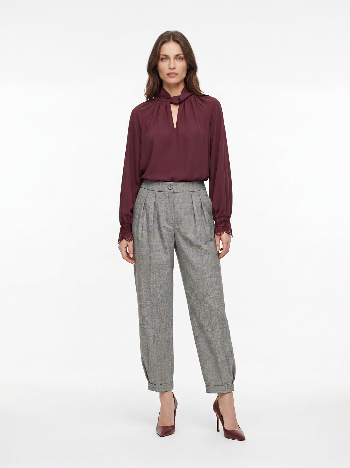 Pantalone con pinces in grisaglia