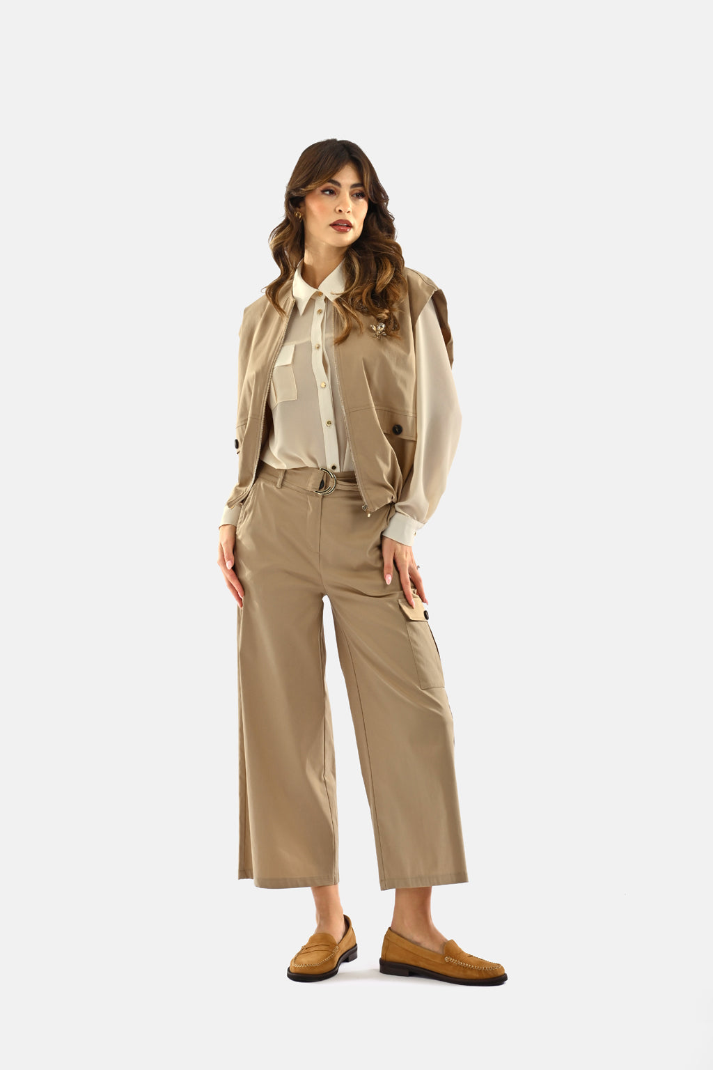 Pantalone culotte con cintura