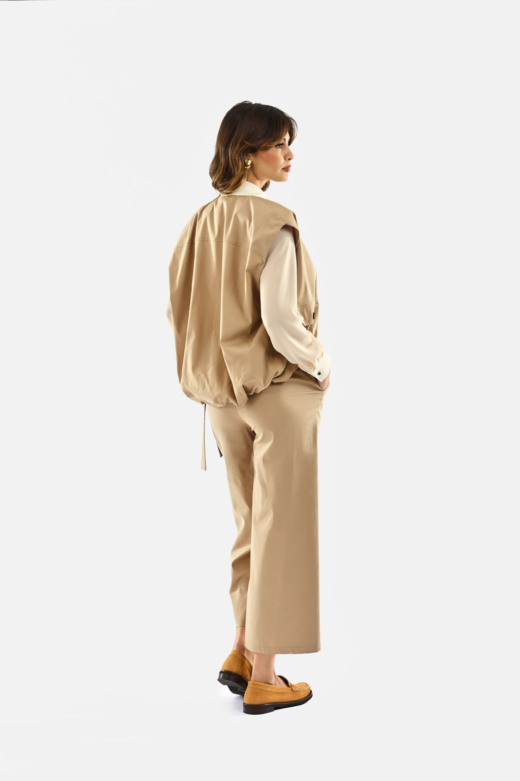 Pantalone culotte con cintura