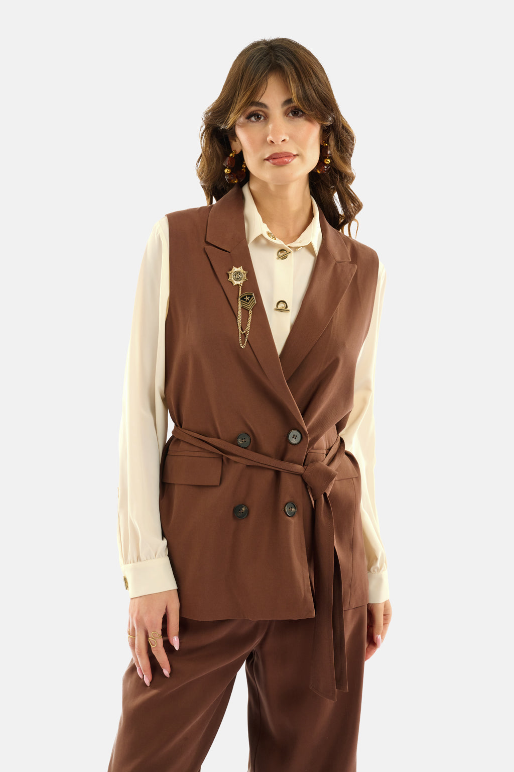Gilet doppiopetto con cintura