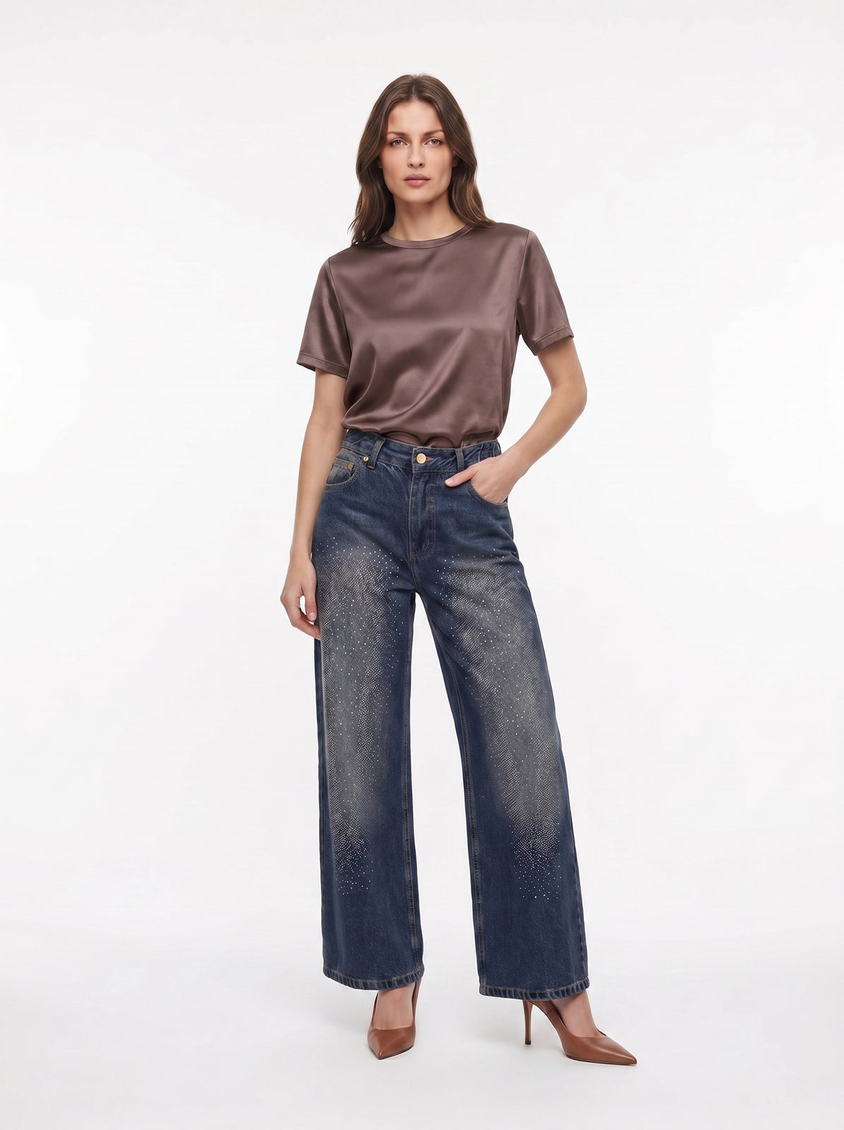 Jeans bustino elastico e strass