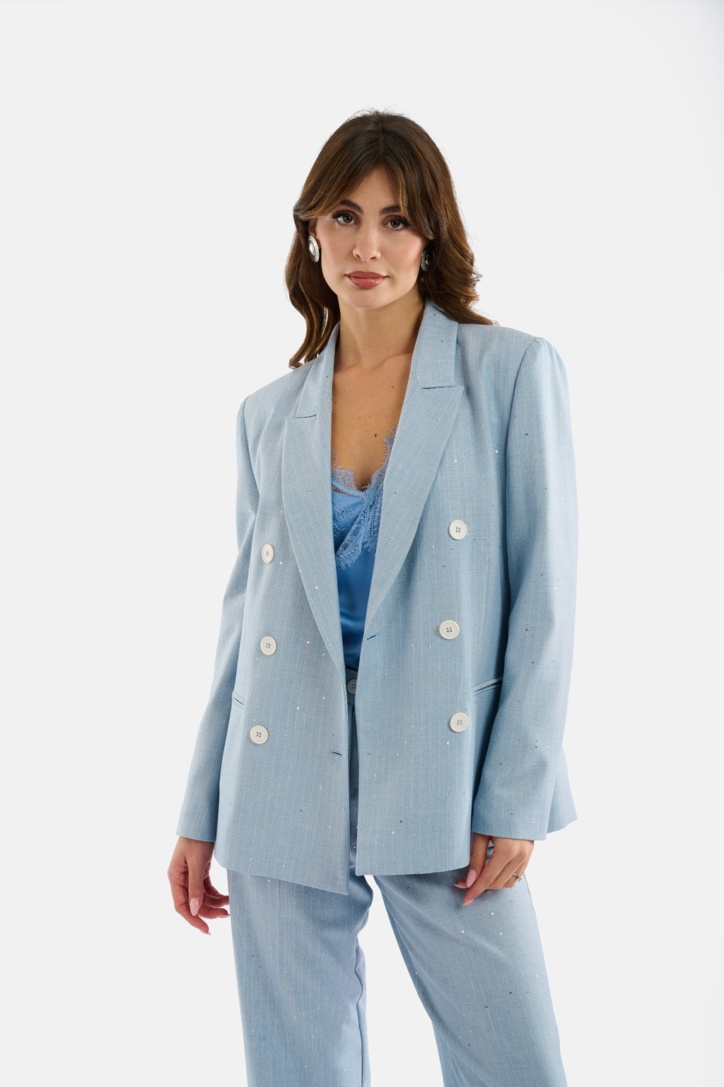 Blazer gessato micropaillettes