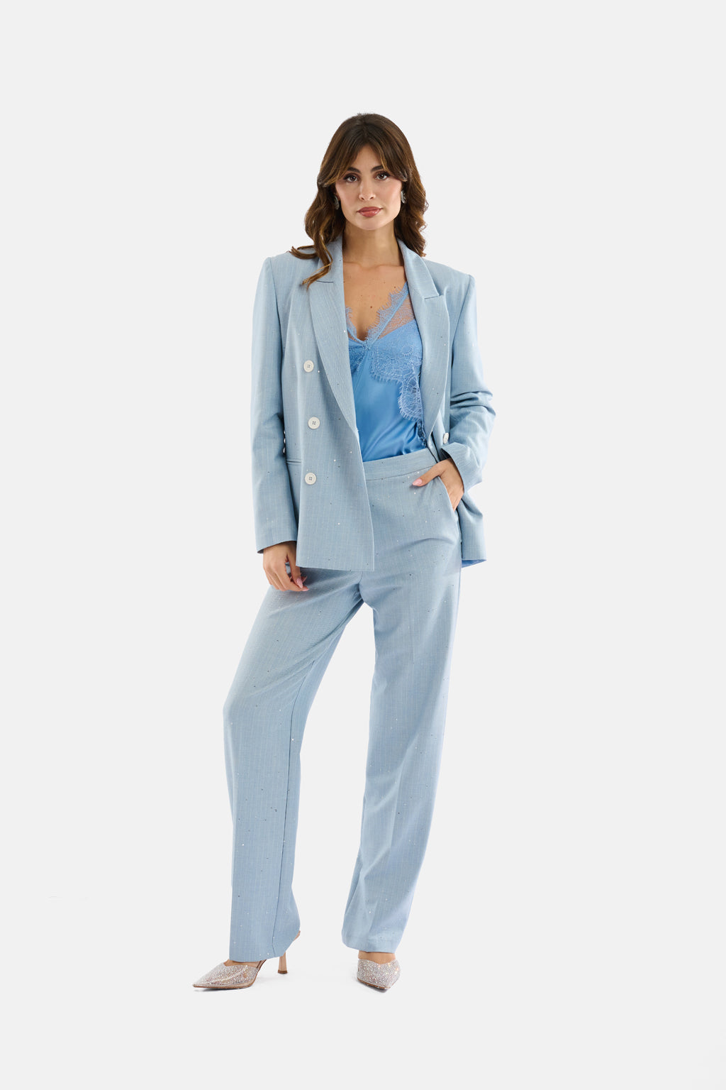 Blazer gessato micropaillettes