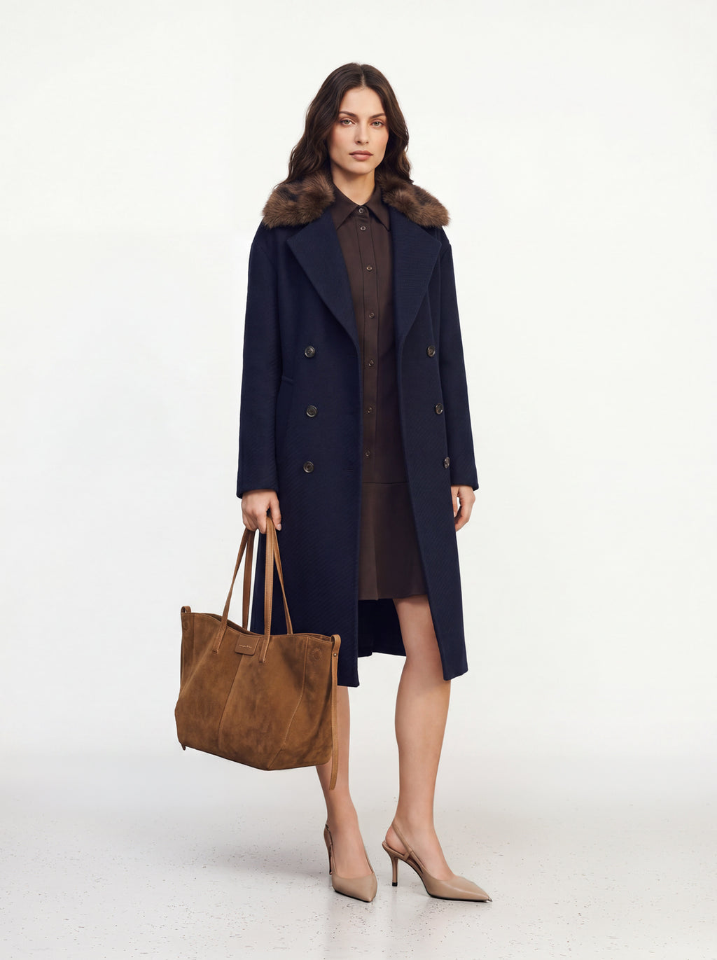 Cappotto collo ecopelliccia