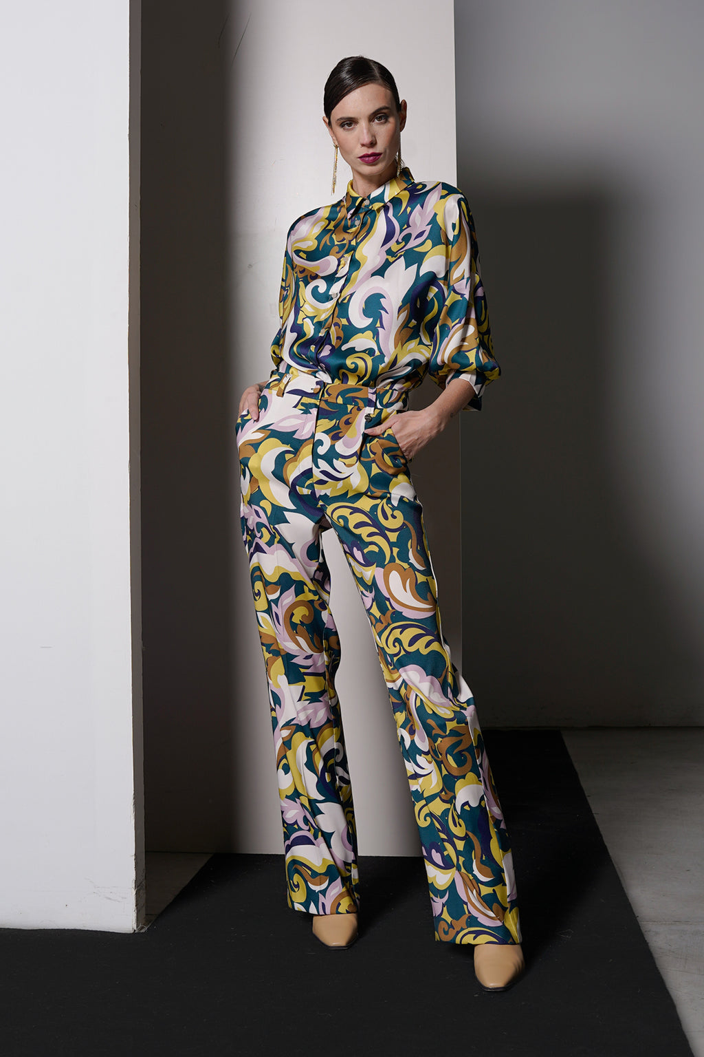Pantalone palazzo stampa paisley