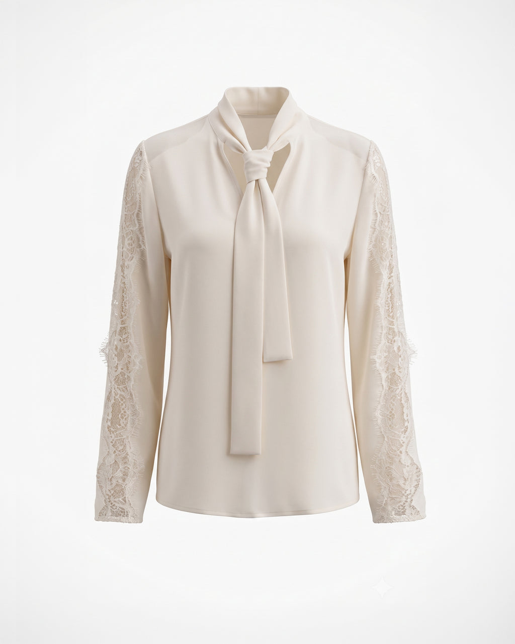 Blusa con foulard e inserti pizzo