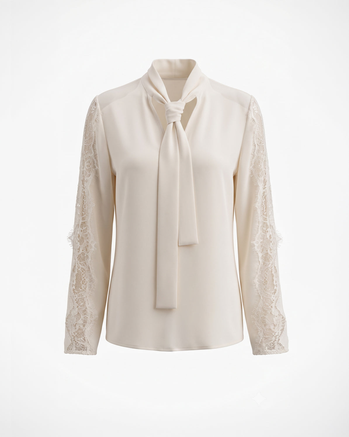 Blusa con foulard e inserti pizzo