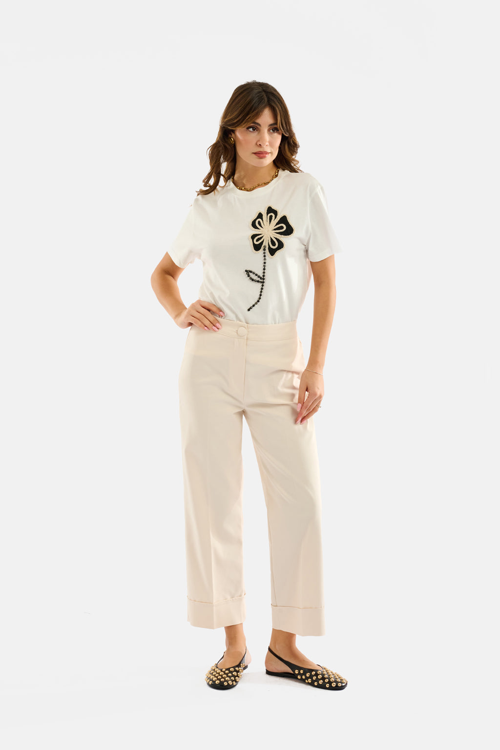 T-shirt applicazione floreale
