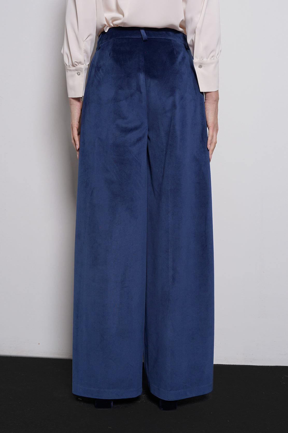 Pantalone velvet vita alta