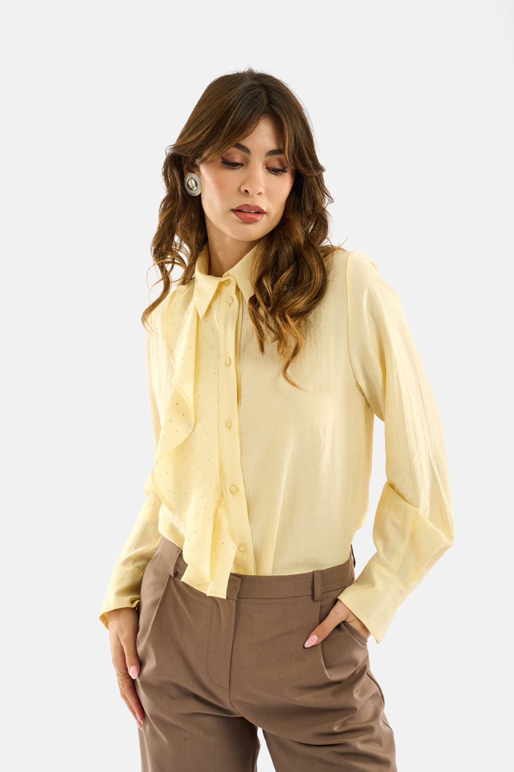 Camicia volant microstrass
