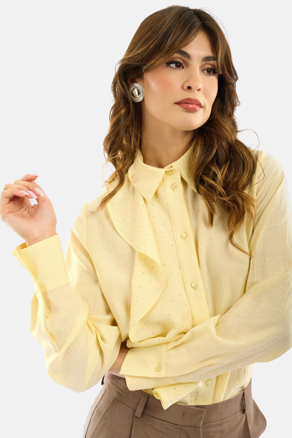 Camicia volant microstrass