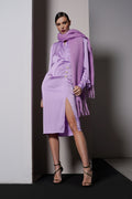 Abito satin collo scialle