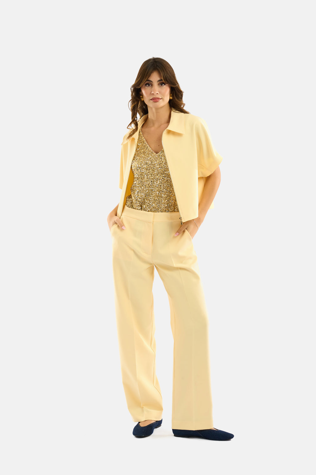 Camicia cropped con zip