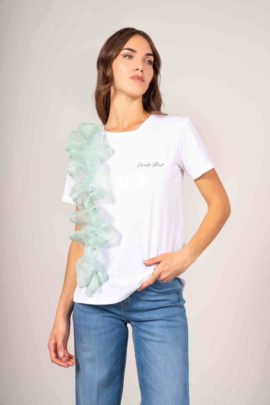 T-shirt con rouches