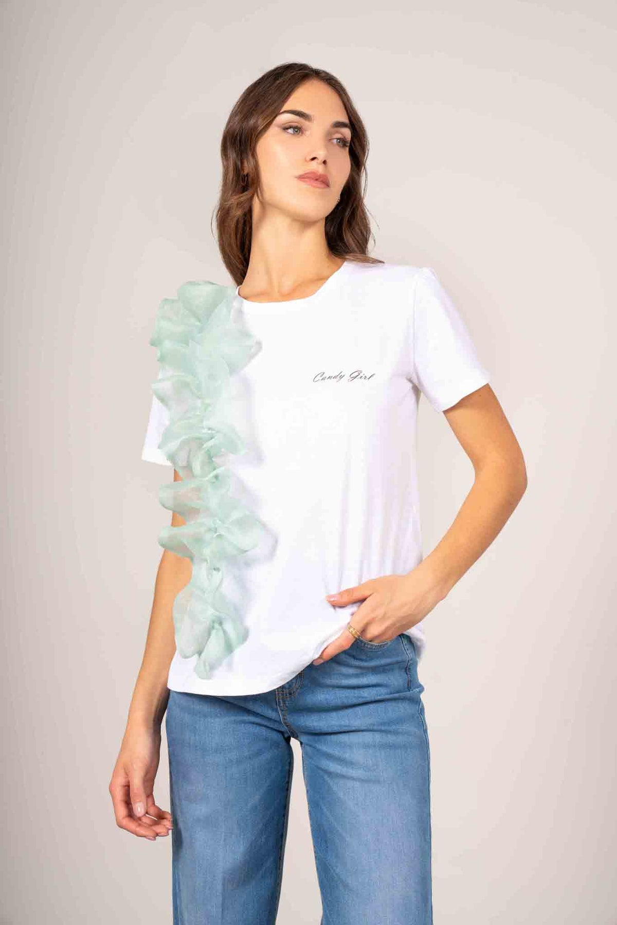 T-shirt con rouches