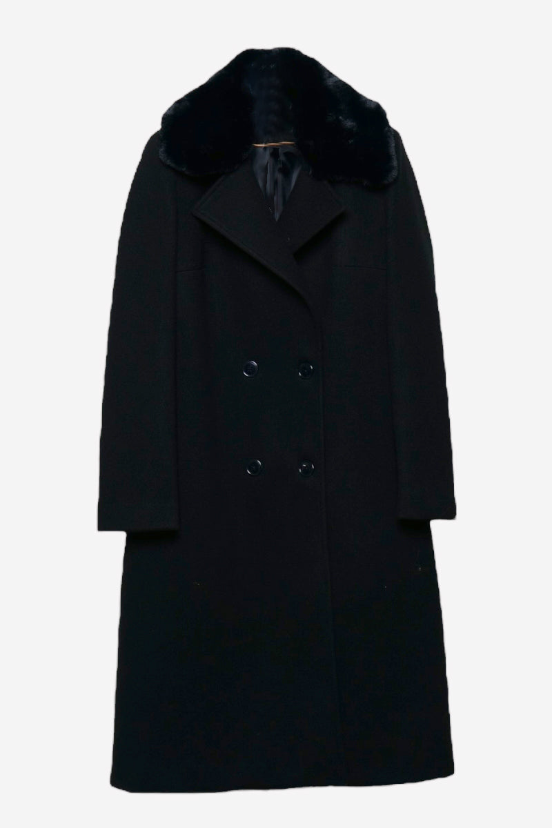 Cappotto doppiopetto collo pelliccia
