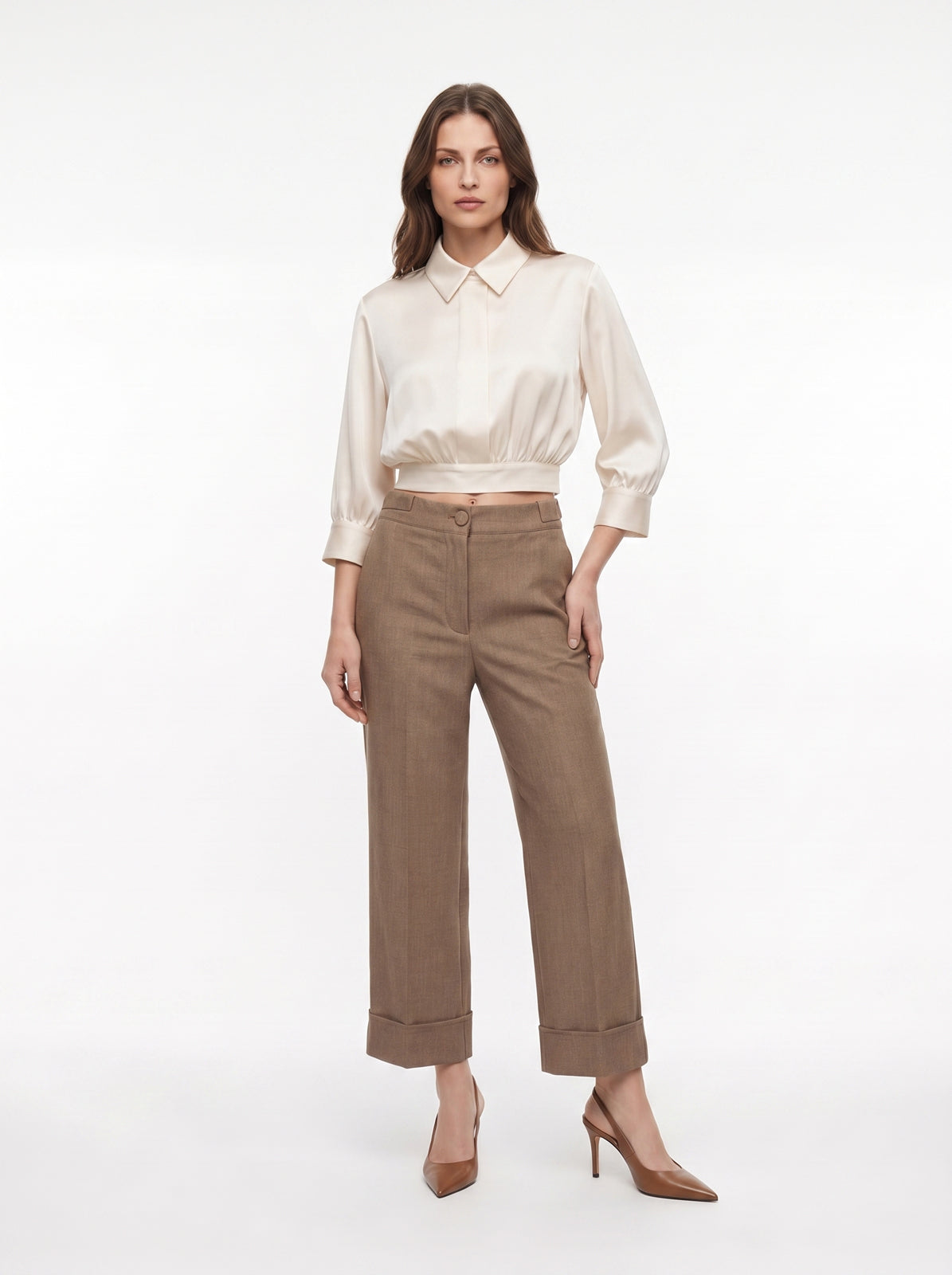 Blusa crop bimaterica
