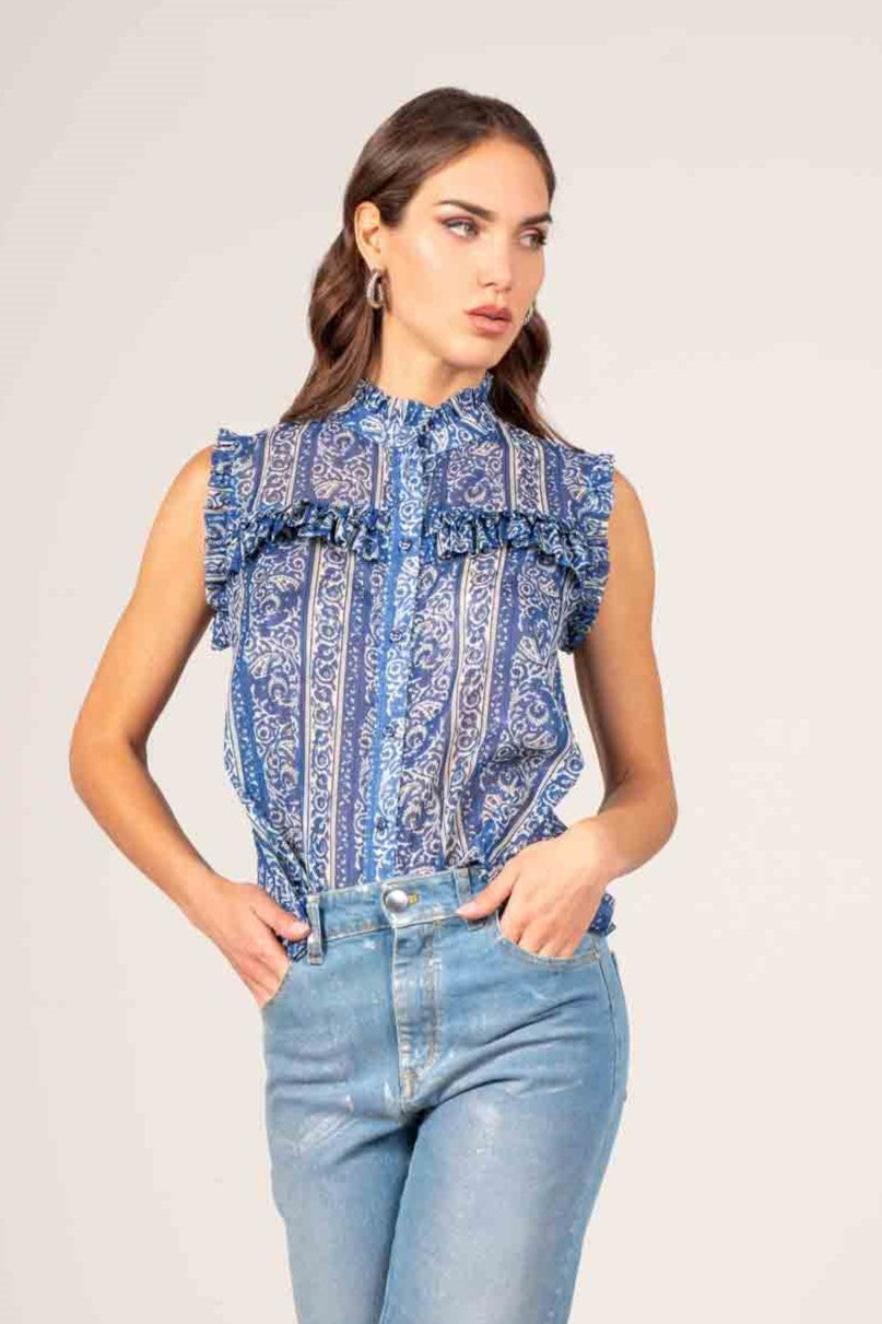 Camicia smanicata stampa paisley