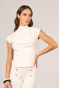 Blusa drappeggiata con bottoni