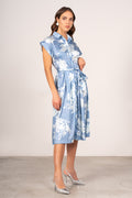 Abito chemisier con stampa effetto denim