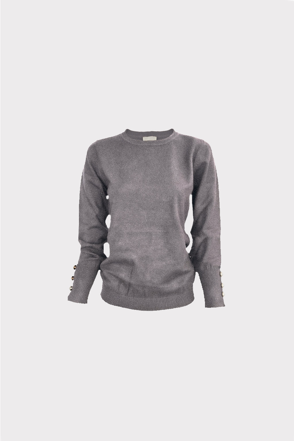Girocollo in maglia basic con bottoni