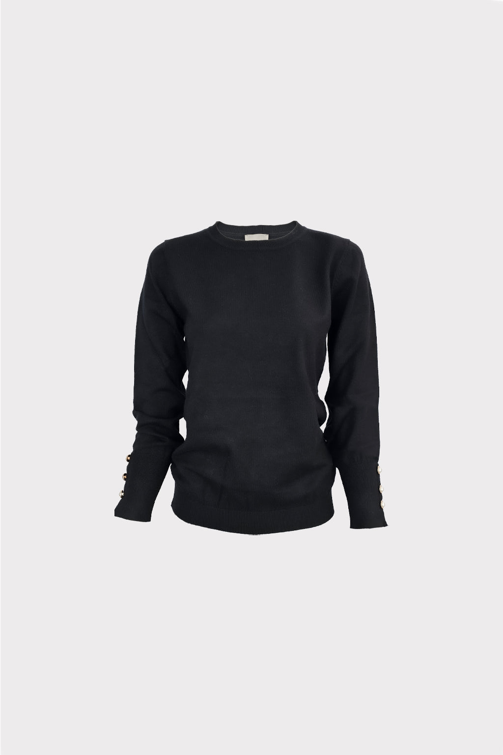 Girocollo in maglia basic con bottoni