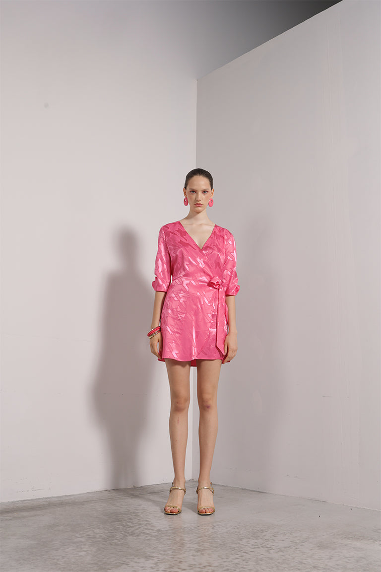 Abito jacquard incrociato