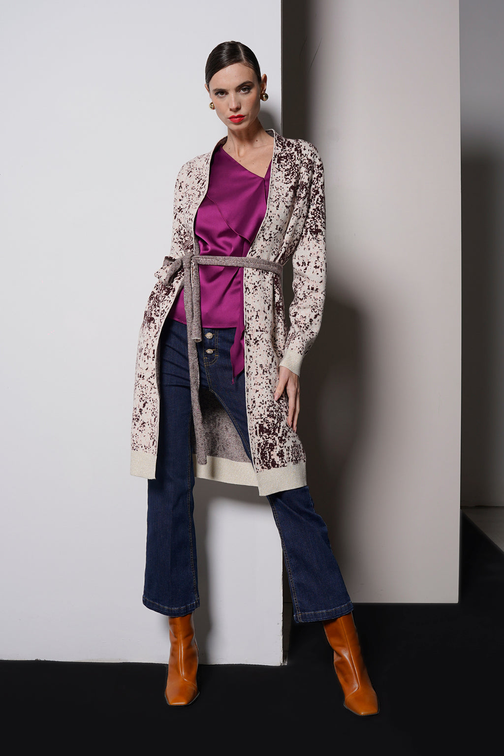 Cardigan lungo jacquard