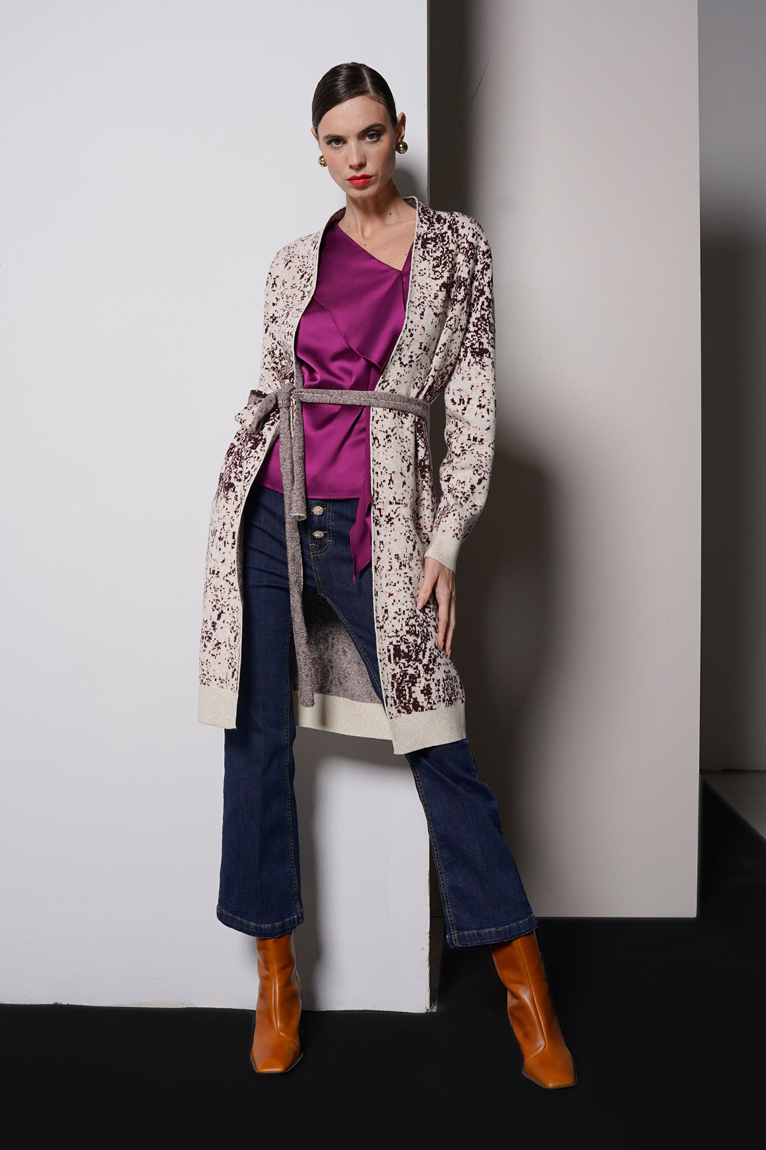 Cardigan lungo jacquard