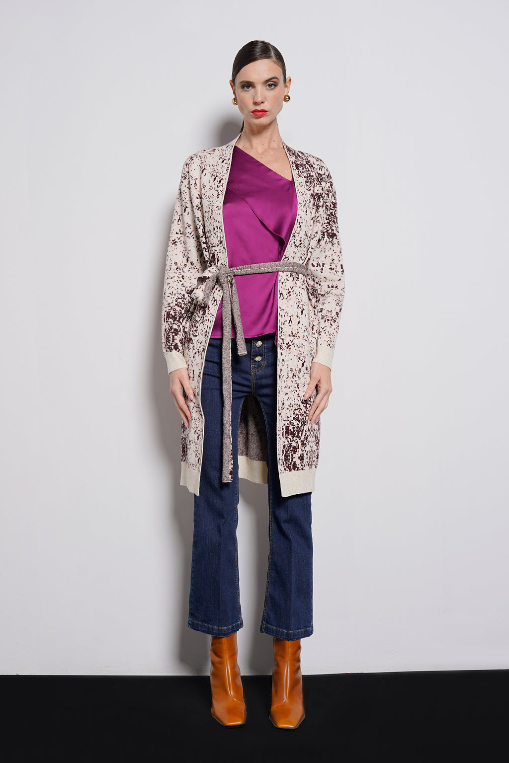 Cardigan lungo jacquard