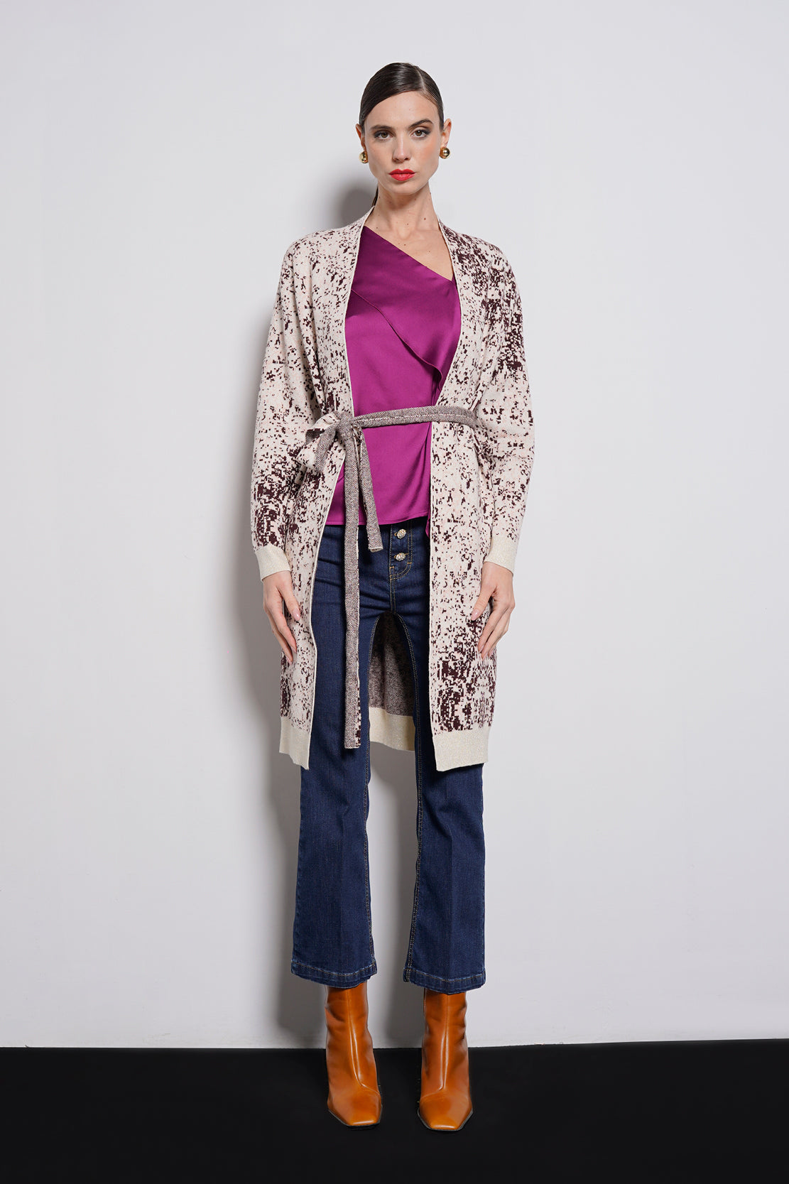 Cardigan lungo jacquard