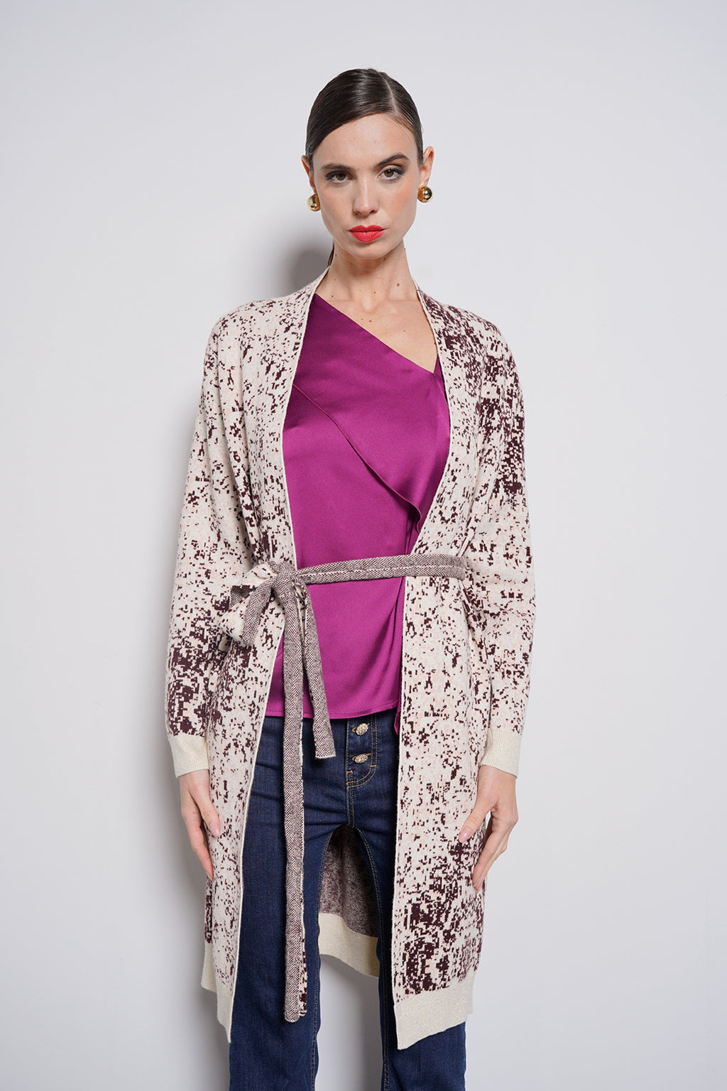 Cardigan lungo jacquard