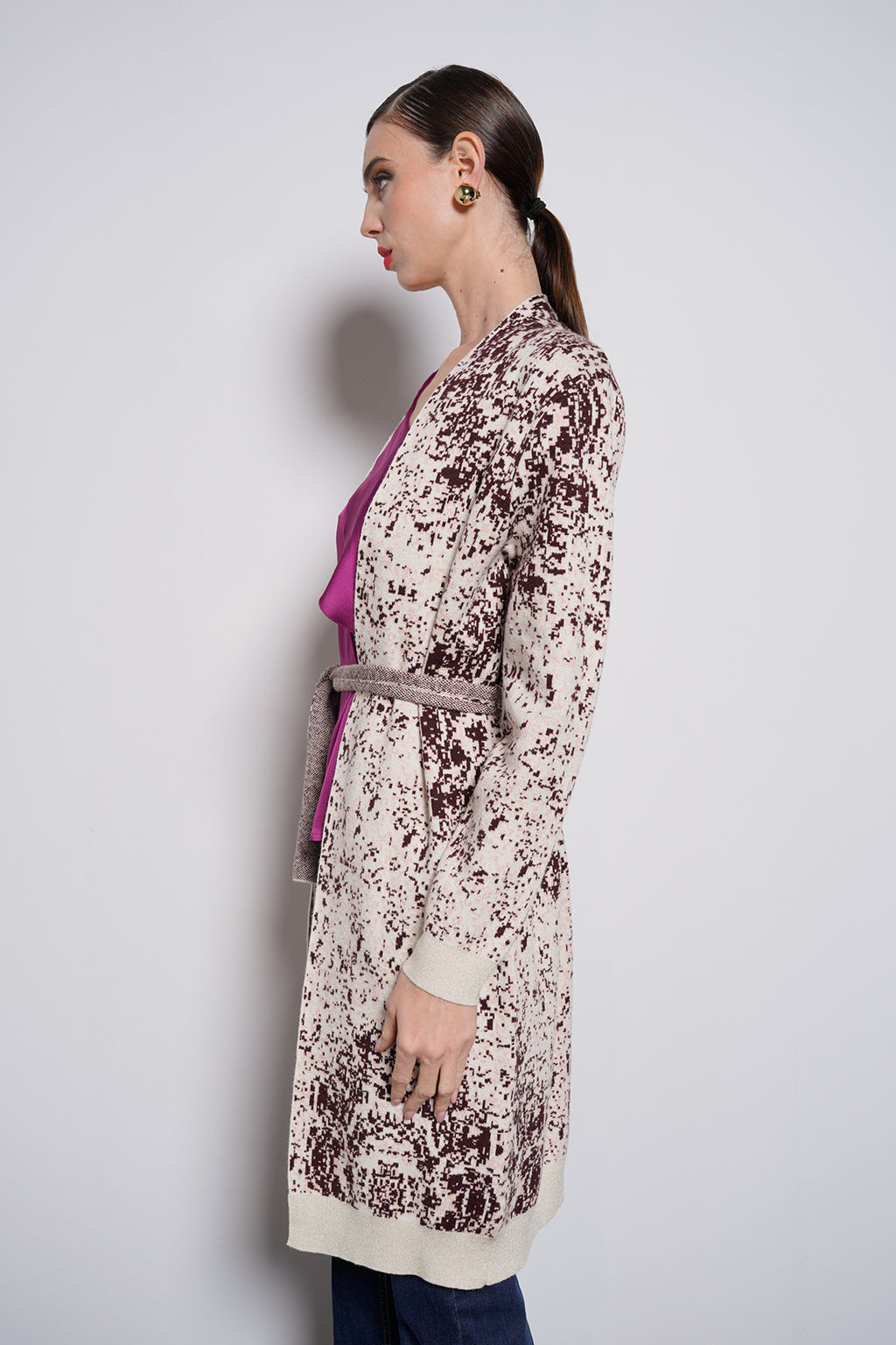 Cardigan lungo jacquard