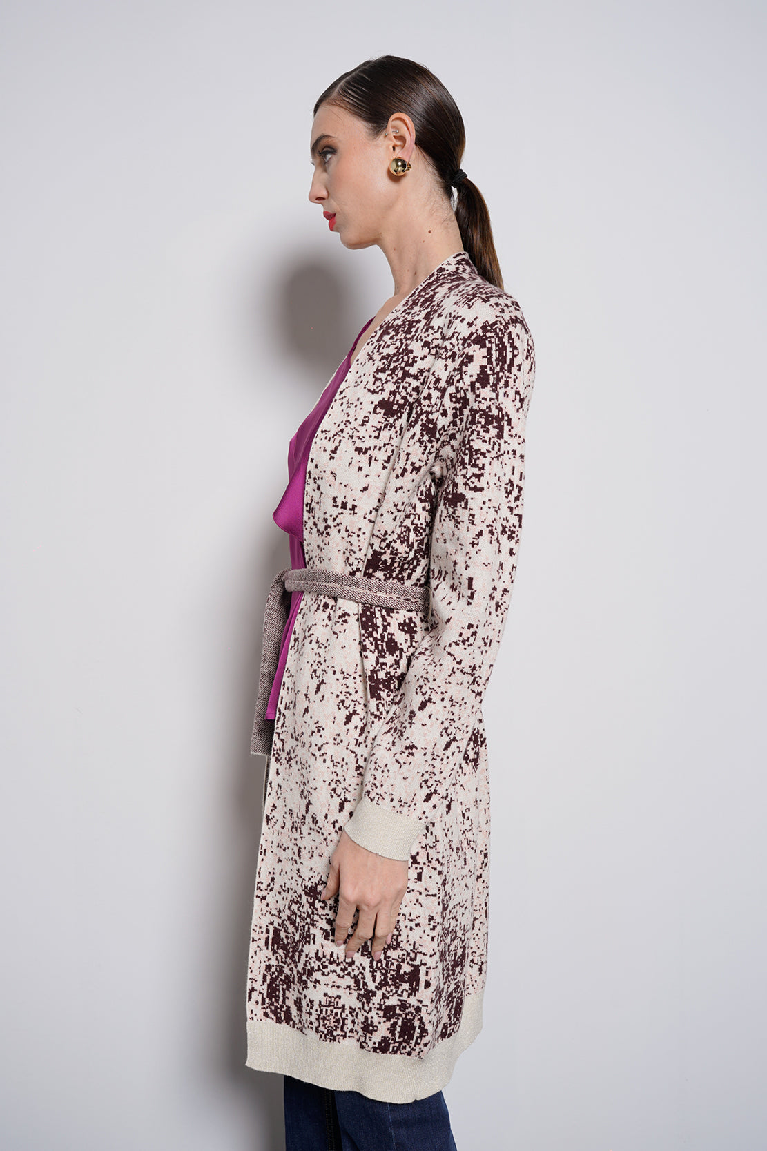 Cardigan lungo jacquard