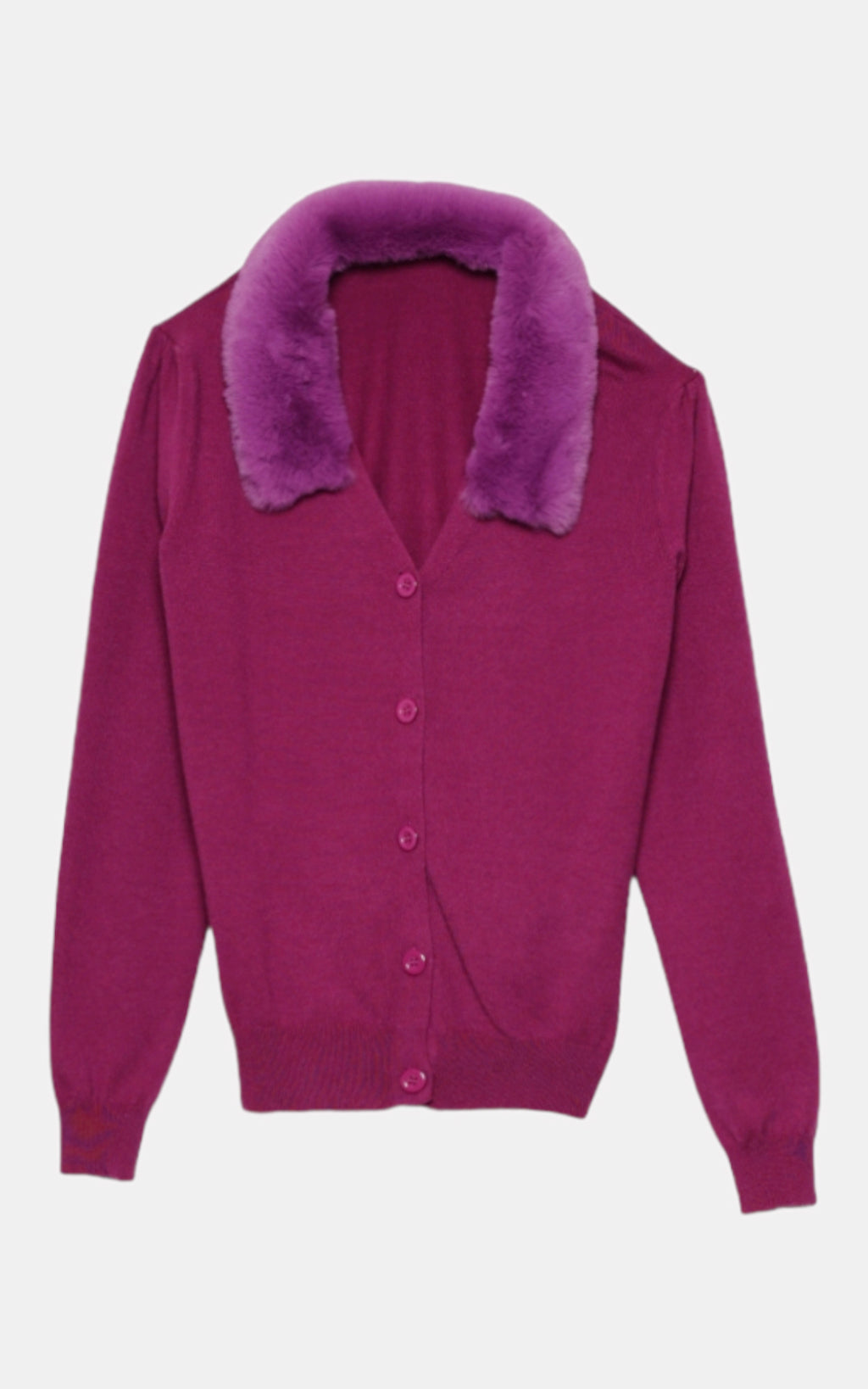 Cardigan con collo in pelliccia