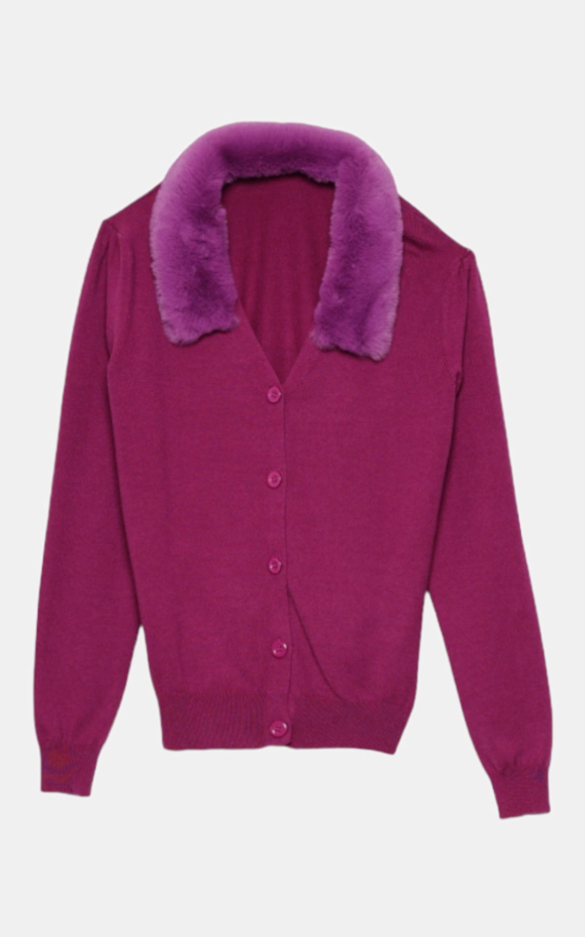 Cardigan con collo in pelliccia
