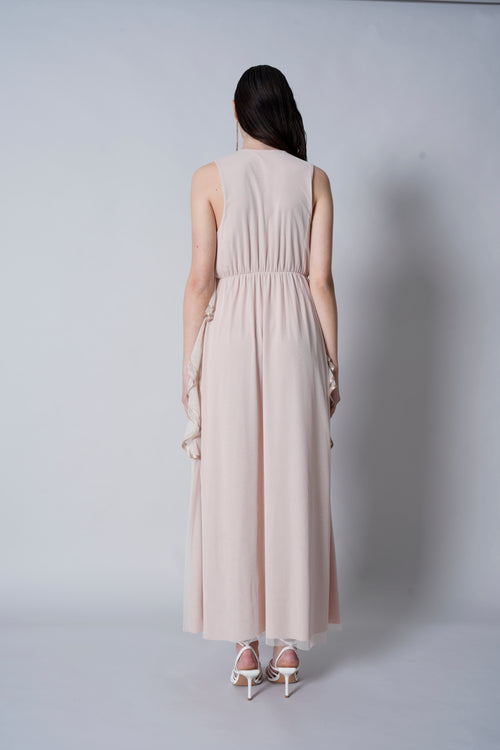 Abito tulle inserto raso
